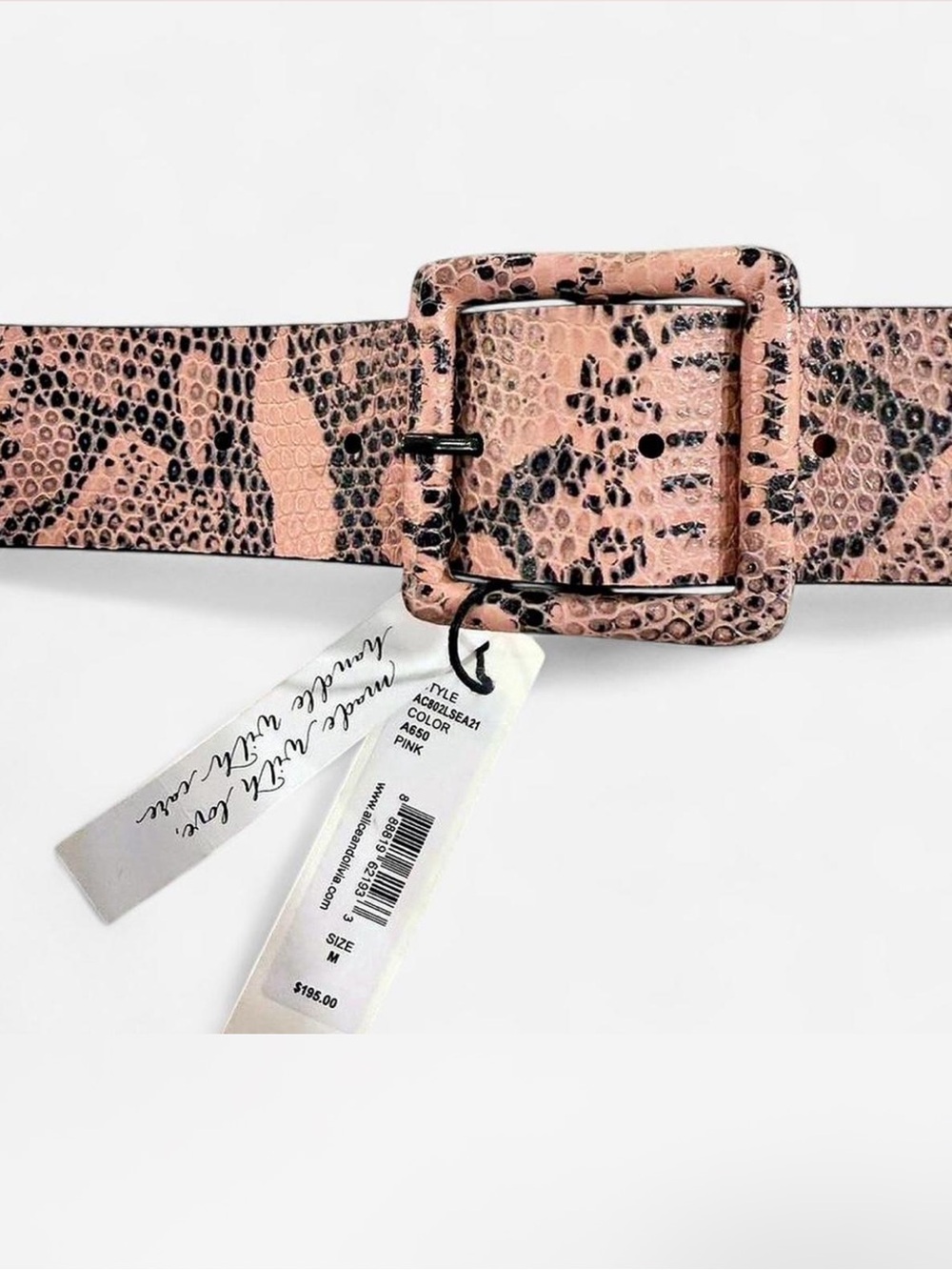 Alice + Olivia Pink Snake-Print Wide Belt